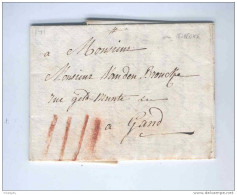 Lettre Précurseur  NINOVE 1806 Vers GAND - Taxation 4 Sols à La Craie = Messager   --  KK919 - 1794-1814 (Période Française)