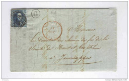 Lettre TP Médaillon 20 C Cachet Barres 33 DINANT 1851 Vers JEMAPPES - Boite Rurale G MOULINS  --  KK675 - Posta Rurale