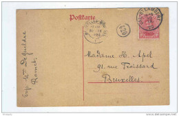 Entier Germania 10 C  Surcollé TP Albert 15 VAL ST LAMBERT 1920 Vers BRUXELLES - EMPLOI TARDIF  --  KK204 - Duitse Bezetting