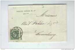 Lettre TP 30 VARIETE Cachet Simple Cercle ARLON 1877 à LUXEMBOURG  -  TARIF FRONTALIER  --  KK556 - Altri & Non Classificati