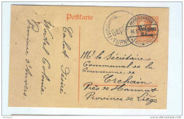 Entier Germania HOOGSTRATEN 1917 Vers CREHAIN (Hannut) - Expéditeur à WORTEL COLONIE - Censure TURNHOUT   --  KK180 - German Occupation