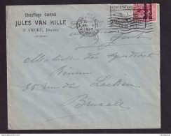 DDDD 541 --  Enveloppe TP Germania Etapes GENT 1916 à BXL - Entete Chauffage Central Van Hille à ST ANDRIES BRUGGE - OC26/37 Territoire Des Etapes