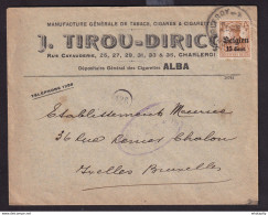 DDDD 536 --  Enveloppe TP Germania CHARLEROY 1916 - Entete Fabrique De Tabacs, Cigares, Cigarettes ALBA, J. Tirou-Diricq - Tabac