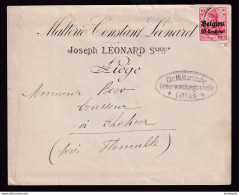 DDDD 532 --  Enveloppe TP Germania LIEGE 1915 Vers Brasseur à FLEMALLE - Entete Malterie Constant Léonard - Censure - Bier