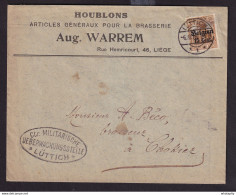 DDDD 530 --  Enveloppe TP Germania LUTTICH 1916 Vers FLEMALLE - Entete Houblons Aug.Warem , Articles Pour Brasserie - Bier