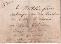 DDDD 522 --  Lettre Hors Poste TURNHOUT 1825 Vers ST NICOLAS Via BEURTMAN (Service De Barque) Van Geyt à Antwerpen - 1815-1830 (Periodo Holandes)