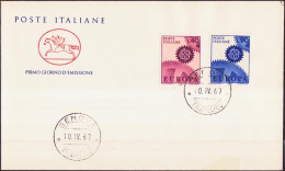 Europa CEPT 1967 Italie - Italy - Italien FDC1 Y&T N°968 à 969 - Michel N°1224 à 1225 - 1967