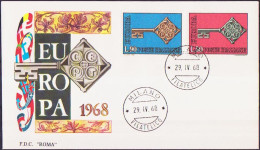 Europa CEPT 1968 Italie - Italy - Italien FDC2 Y&T N°1010 à 1011 - Michel N°1272 à 1273 - 1968