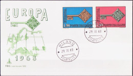 Europa CEPT 1968 Italie - Italy - Italien FDC6 Y&T N°1010 à 1011 - Michel N°1272 à 1273 - 1968