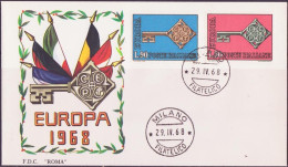 Europa CEPT 1968 Italie - Italy - Italien FDC8 Y&T N°1010 à 1011 - Michel N°1272 à 1273 - 1968