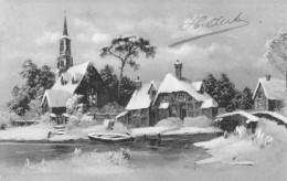FETES & VOEUX -  Village Enneigé Au Bord De L'eau - Eglise - Bonne Année - Carte Postale Ancienne - Nouvel An