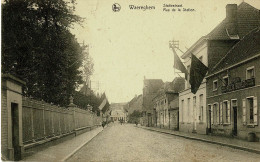 Waereghem, Waregem, Statiestraat, Rue De La Station (pas Vue Habituelle, Observer Les Drapeaux) - Waregem