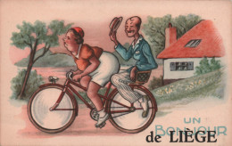 BELGIQUE - Liege - Fantaisie - Un Bonjour De Liege - Humour - Vélo - Carte Postale Ancienne - Lüttich