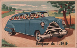 BELGIQUE - Bonjour De Liege - Fantaisie - Voiture Bus De Tourisme - Carte Postale Ancienne - Liège