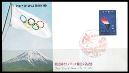 Japan Giappone XVIII Olympiad Olimpiadi Lympics Tokyo 1964 First Day Cover - Brieven En Documenten