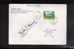 Seychelles 1968 Space / Weltraum AFSCF OL9 Indian Ocean Tracking Station Mahe Island Interesting Signed Cover - Afrique