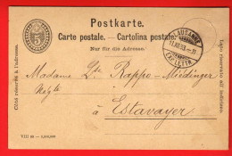 ABB-05 Ganzsache Entier Postal 5 Ct Cachet Lausanne Et Estavayer-le-lac (au Dos)  1893 - Entiers Postaux