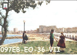 Postal Coruña Playa De Riazor Folklore Edit. Escudo De Oro Nº 36/97eb Año 1964* - La Coruña
