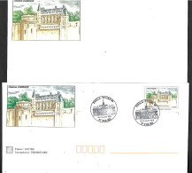 D562  Lot De 3 Enveloppes Et Cartes Avec Entiers Postaux Sur Les Châteaux De La Loire Avec Cachet Phila-Tours 1999 - Collections & Lots: Stationery & PAP