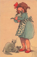 Petite Fille Fillette Avec Chat Et Chatons Chats - Cats