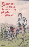 Moudon VD, Cortège Du 14 Avril 1907, Montée à L'alpage, Illustrateur Bertolini, Litho (15.4.1907) - Moudon