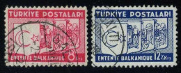 Türkiye 1937 Mi 1014-1015 Balkan Entente, Treaty | Coat Of Arms Of The States Of The Entente, Joint Issues - Gebraucht