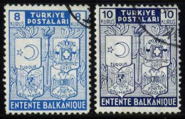 Türkiye 1940 Mi 1076-1077 Balkan Entente, Treaty | Coat Of Arms Of The States Of The Entente | Joint Issues - Gebruikt