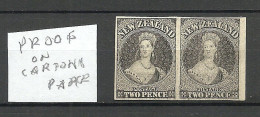 New Zealand 1855 Chalon Head 2d Hausberg's Imperf Proof As Pair In Black On White Card - Nuovi
