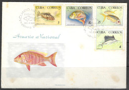 1965 CUBA CORREOS ACUARIO NACIONAL NATIONAL AQUARIUM FDC FISH  - Storia Postale