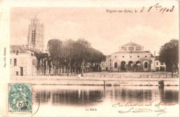 CPA 10 (Aube) Nogent-sur-Seine - La Halle Et L'église TBE Précurseur 1903 Imp.-Lib. Doizelet. Scan Recto-verso - Hallen