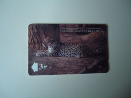 OMAN USED CARDS ANIMALS ARABIAN LEOPARD  RARE - Selva