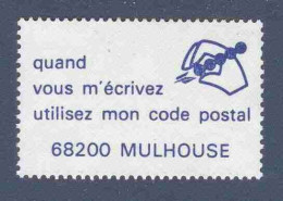 Vignette Gommée De Sensibilisation à L'utilisation Du Code Postal 68200 Mulhouse - Code Postal