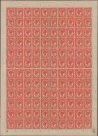Queensland: 1897, QV 1d. Vermilion Rouletted, Complete Sheet Of 120 Stamps (fold - Cartas & Documentos