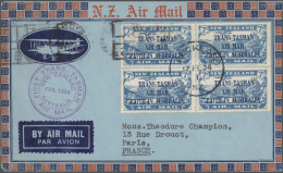 New Zealand: 1931/1937 Airmail: Collection Of Eight Covers And Two Mint Sets Of - Covers & Documents