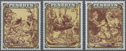 Penrhyn: 1986, Christmas Complete Set Of Three With Different Rembrandt Copperpl - Penrhyn
