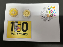 (1 R  20A) NEW - Yellow 2.00 Vegemite - Mitey Years - Coloured Coin 2023 On Cover (released 17-5-2023) - 2 Dollars