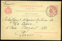 FERLSŐTÖMÖS 1905. Díjjegyes Levlap Párizsba Küldve, Pályaudvari Bélyegzéssel - Usado