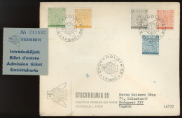 SVÉDORSZÁG 1955. Stockholmia Alkalmi Levél , Belépőjeggyel Budapestre! - Cartas & Documentos