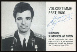 Wjatscheslaw Sudow  űrhajós Aláírása Levlapon 1980 - Europa