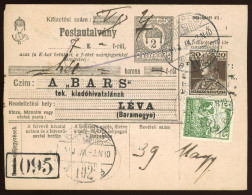 BUDAPEST 1919. Kiegészített Díjjegyes Pénzutalvány Lévára, Már Csehszlovákiába Küldve - Gebruikt