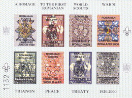 FULL SHEETS, SCOUTS, SCOUTISME, ROMANIAN SCOUTS IN WW1 MEMORIAL SHEET, 2000, ROMANIA - Ganze Bögen