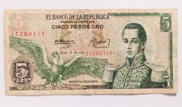 Colombie. Billet 5 Pesos 1974 - Kolumbien