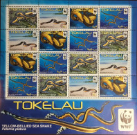 Tokelau 2011 WWF Yellow Bellied Sea Snake Extra Large Sheetlet MNH - Serpents