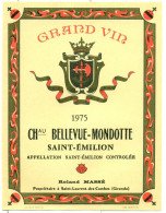 (M23) Etiquette - Etiket - Château Bellevue-Mondotte - Saint-Emilion 1975 - Autres & Non Classés