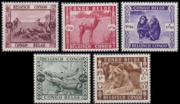 209/213** - Jardin Zoologique De Leopoldville/Dierentuin Van Leopoldstad - Échassiers,Impala,Singes,Crocodilles,Félin - Unused Stamps