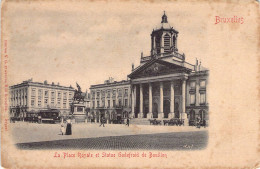 BELGIQUE - BRUXELLES - La Place Royale Et Statue De Godefroid De Bouillon - Carte Postale Ancienne - Monumenti, Edifici