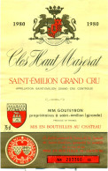 (M23) Etiquette - Etiket - Clos Haut Mazerat - Saint-Emilion 1980 - Otros & Sin Clasificación