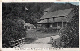 ! Postcard Camp Belvor Lake Near Aiden Lair Lodge, N.Y, Minerva, USA Nach Breslau Taxe + Nachgebühr Stempel - Otros & Sin Clasificación