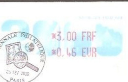 LISA - 2000 -  2e Biennale Paris  ( 3,00FRF 0,46 € Enveloppe Avec Cachet 1er Jour ) + Recu - 1999-2009 Abgebildete Automatenmarke