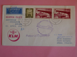 BT7 SAAR   BELLE  LETTRE  1956 PAR AVION  1ER VOL A  ANKARA TURQUIE +KLM  + AFF.PLAISANT++++ - Poste Aérienne